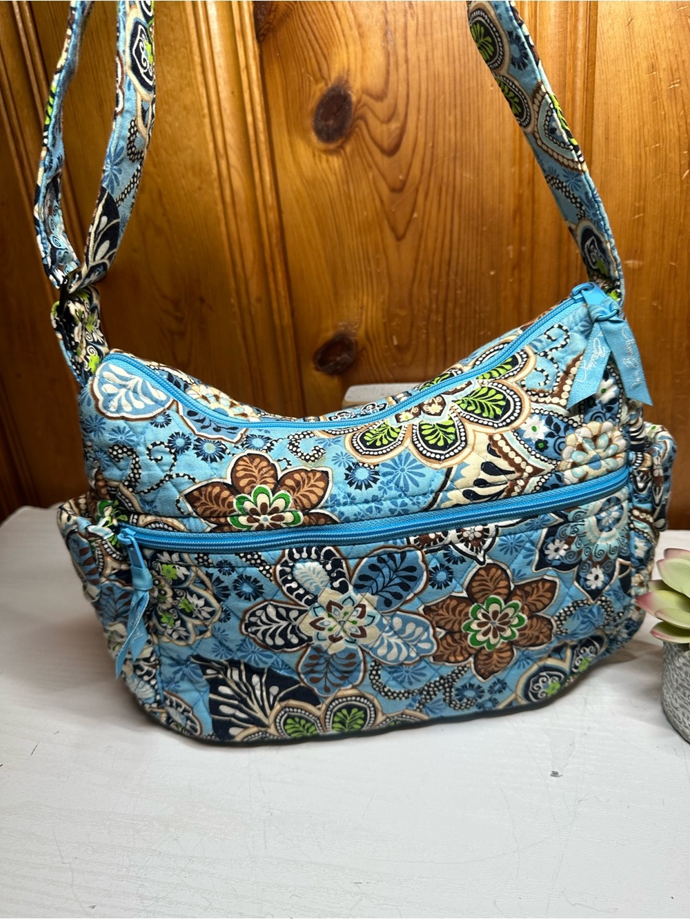 Vera Bradley Blue Floral Quilted Crossbody Bag